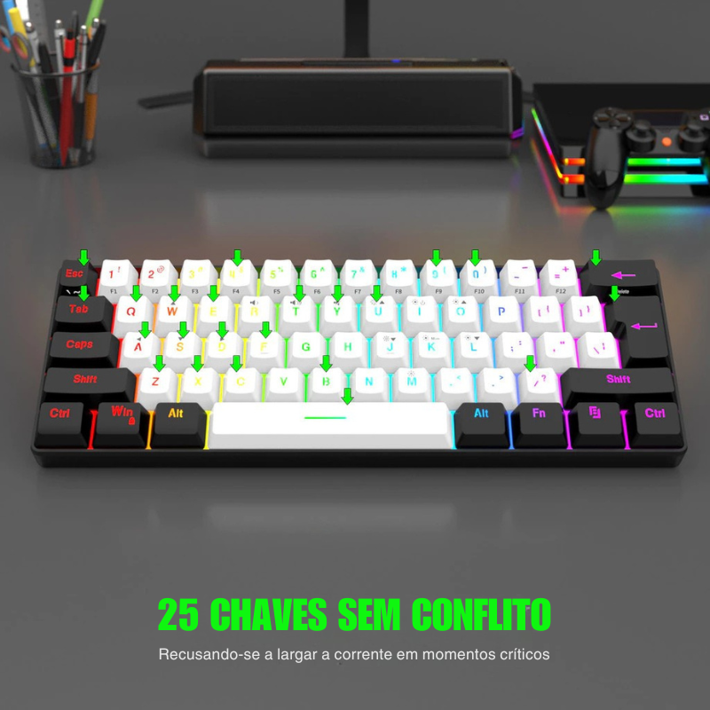 MiniKey 61 – Teclado Compacto RGB USB-C Plugável